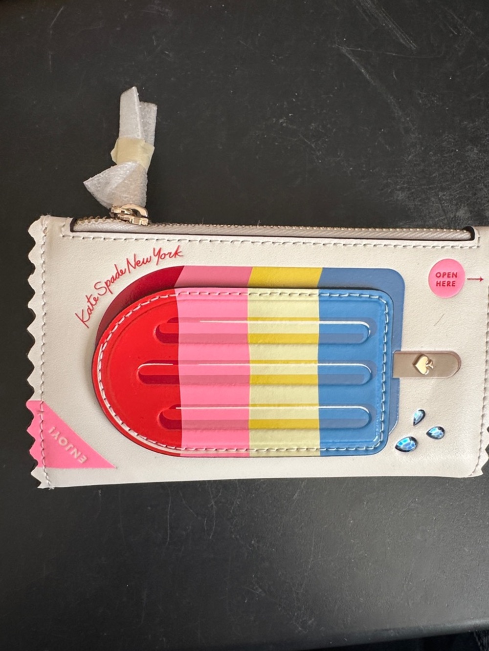 kate spade White Kids Popsicle Wristlet with Red Pink Yellow Blue - Picture 2 of 5